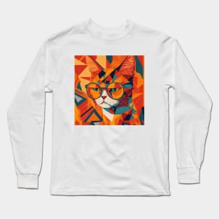 cat wearing glasses Long Sleeve T-Shirt